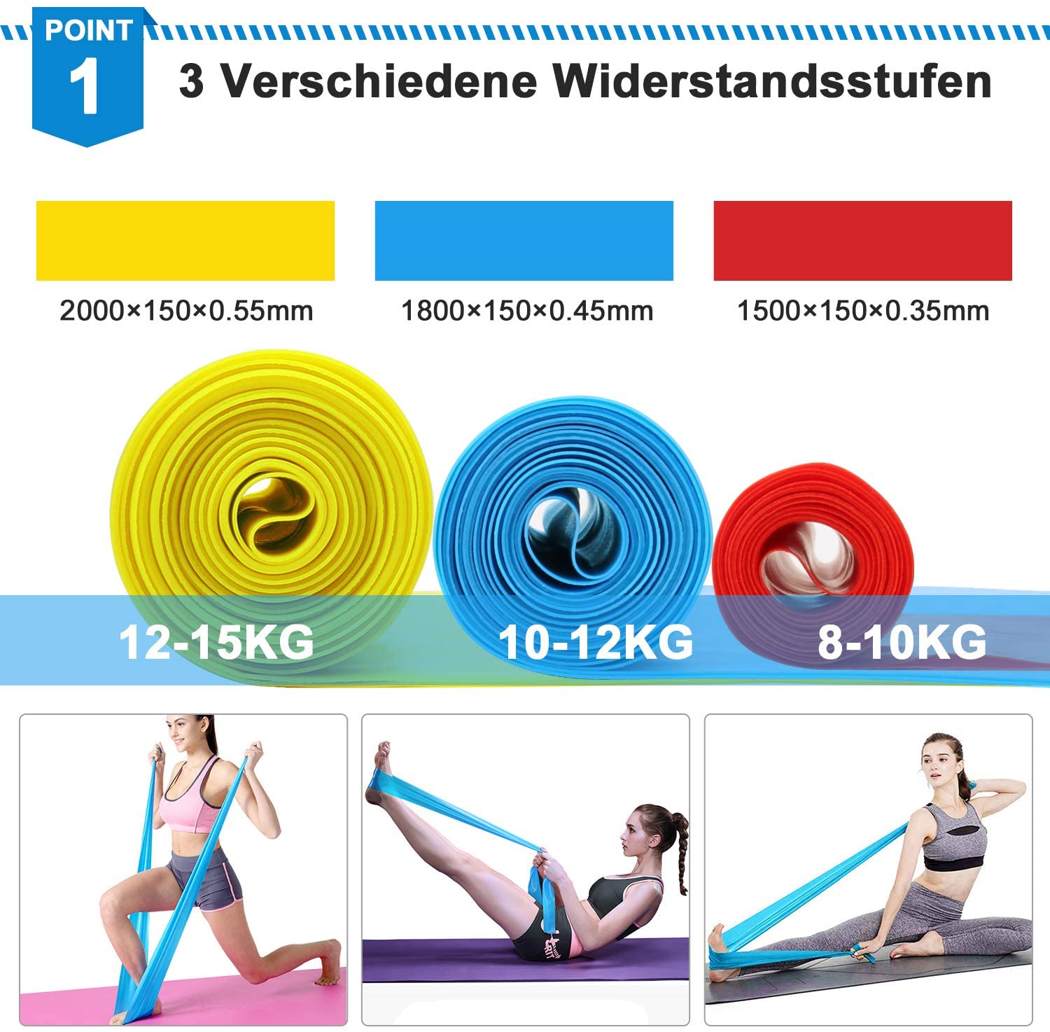 Elastic Fitness Bands 3Pcs Res - Pilates Yoga Board recensione e prezzo